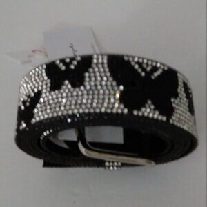 True Love Black Butterflies Bling-Bling Belt Size Large